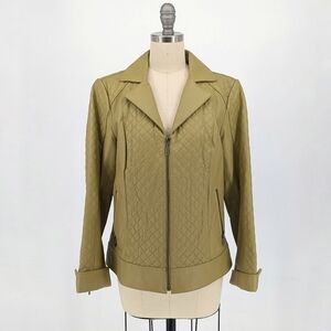 Bradley Quilted Leather Moto Jacket Green S classic western ranch streetwear